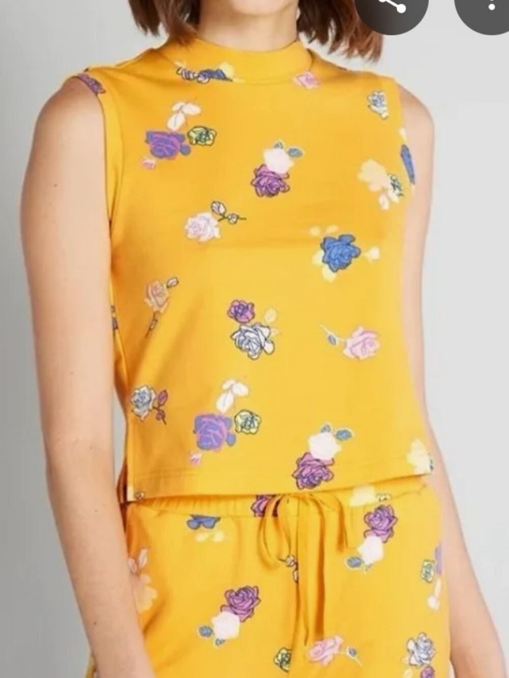 Modcloth Bright Yellow Floral Tank with Multicolor Roses - Picture 9 of 9